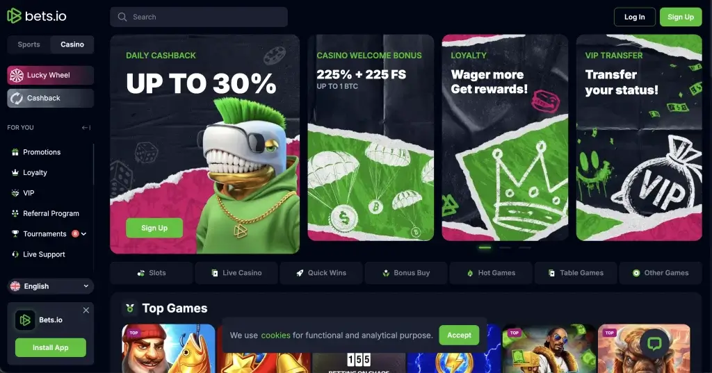 Bets.io casino zonder Cruks