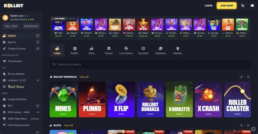 Rollbit casino zonder IDIN
